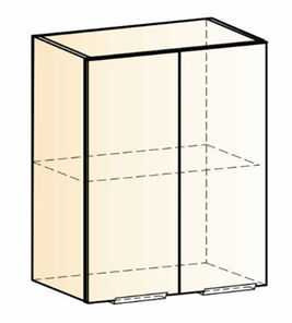 Навесной шкаф Стоун L600 Н720 (2 дв. гл.) (белый/джелато софттач) в Элисте - предосмотр 1