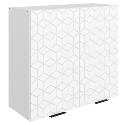 Навесной кухонный шкаф Стоун L800 Н720 (2 дв. гл.) с фрезировкой (белый/джелато софттач) в Элисте - изображение