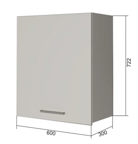 Навесной кухонный шкаф В7 60, МДФ Черный матовый/Антрацит в Элисте