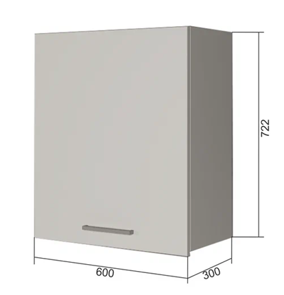 Навесной шкаф В7 60, Сатин/Белый в Элисте - изображение