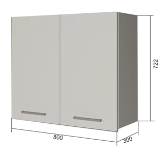 Навесной кухонный шкаф В7 80, МДФ Меренга/Антрацит в Элисте