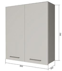 Навесной кухонный шкаф В9 80, МДФ Меренга/Антрацит в Элисте