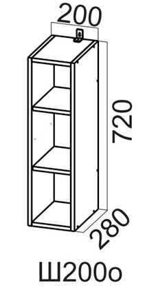 Шкаф настенный Вельвет, ш200о/720 (открытый) в Элисте - изображение