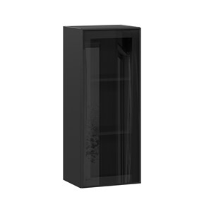 Шкаф навесной высокий со стеклом 400 Индиго ЛД 298.420.000.068, Чёрный/Чёрный в Элисте - предосмотр