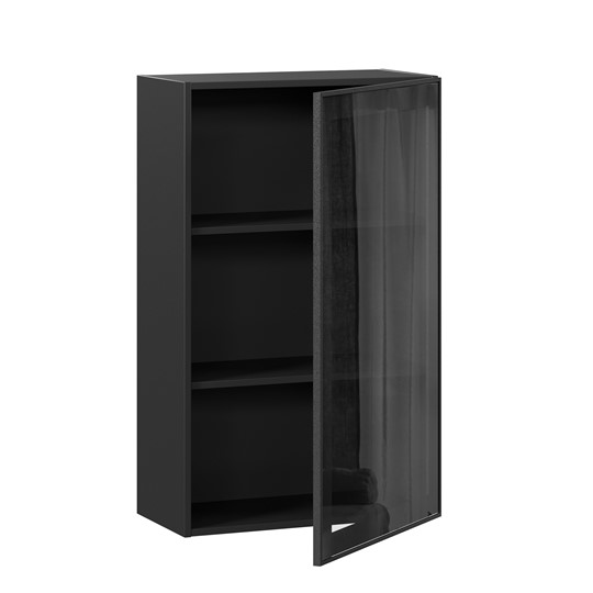 Навесной кухонный шкаф высокий со стеклом 600 Индиго ЛД 298.450.000.170, Чёрный/Чёрный в Элисте - изображение 1