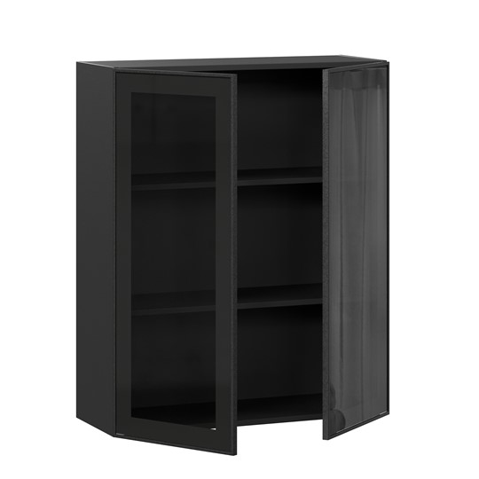 Шкаф кухонный высокий со стеклом 800 Индиго ЛД 298.460.000.156, Чёрный/Чёрный в Элисте - изображение 1