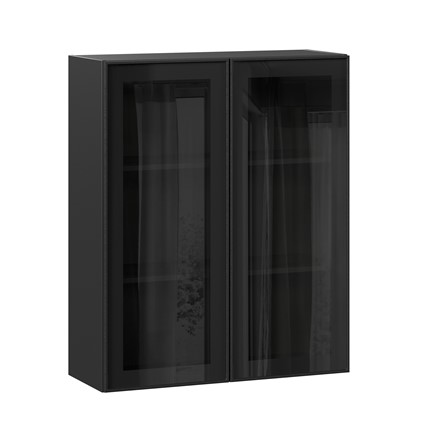 Шкаф кухонный высокий со стеклом 800 Индиго ЛД 298.460.000.156, Чёрный/Чёрный в Элисте - изображение