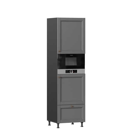 Шкаф-пенал кухонный для посуды Амели-3 600 с 4 дверями ЛД 299.470.000.054, Черный/Оникс серый в Элисте - изображение 3