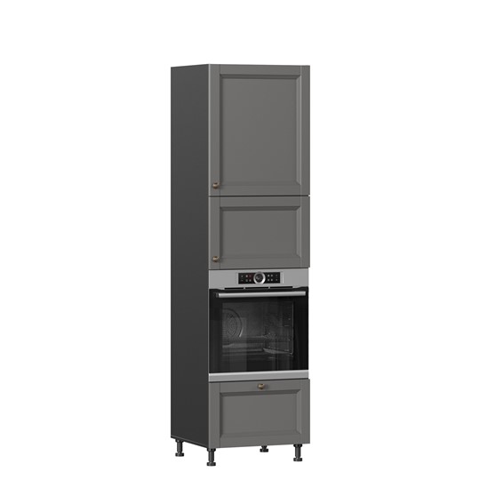Шкаф-пенал кухонный для посуды Амели-3 600 с 4 дверями ЛД 299.470.000.054, Черный/Оникс серый в Элисте - изображение 6