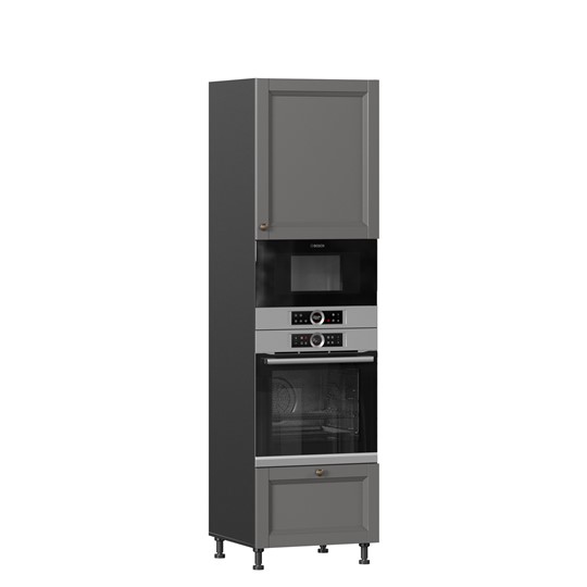 Шкаф-пенал кухонный для посуды Амели-3 600 с 4 дверями ЛД 299.470.000.054, Черный/Оникс серый в Элисте - изображение 7