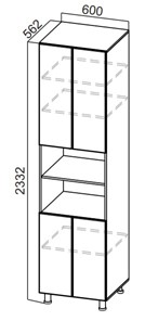 Распашной шкаф-пенал Стайл, П600(2332), МДФ в Элисте - предосмотр