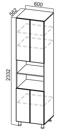 Распашной шкаф-пенал Стайл, П600(2332), МДФ в Элисте - изображение