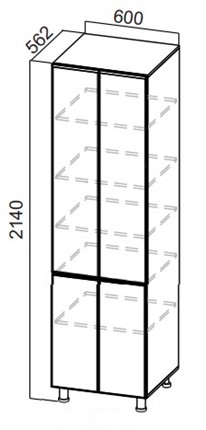 Распашной шкаф-пенал Стайл, П600г(2140), МДФ в Элисте - изображение