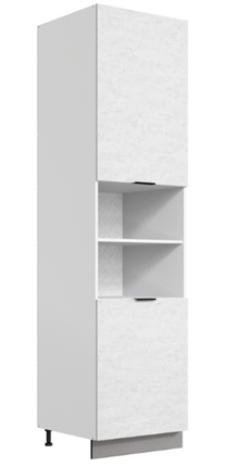 Шкаф-пенал Стоун 2 L600 H2141 (2 дв. гл.) (белый/белая скала) в Элисте - изображение
