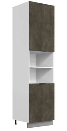 Шкаф-пенал Стоун 2 L600 H2141 (2 дв. гл.) (белый/камень темно-серый) в Элисте - изображение