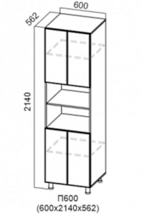 Кухонный шкаф-пенал Прованс, П600/2140, белый в Элисте - изображение