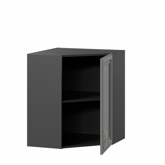 Угловой настенный шкаф Джелатто 600 ЛД 241.610.000.158, Черный/Оникс серый в Элисте - изображение 1