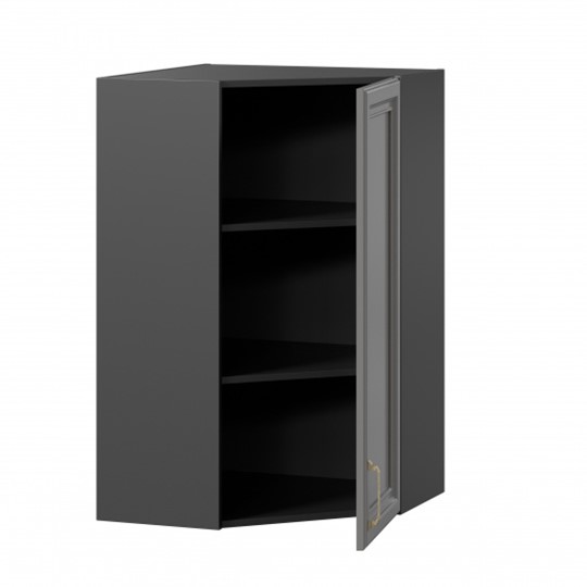 Угловой кухонный шкаф Джелатто 600 высокий ЛД 241.620.000.159, Черный/Оникс серый в Элисте - изображение 1