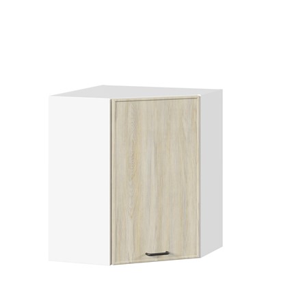 Угловой настенный шкаф Индиго ЛД 298.610.000.032, Белый/Дуб Мадейра топаз в Элисте - изображение
