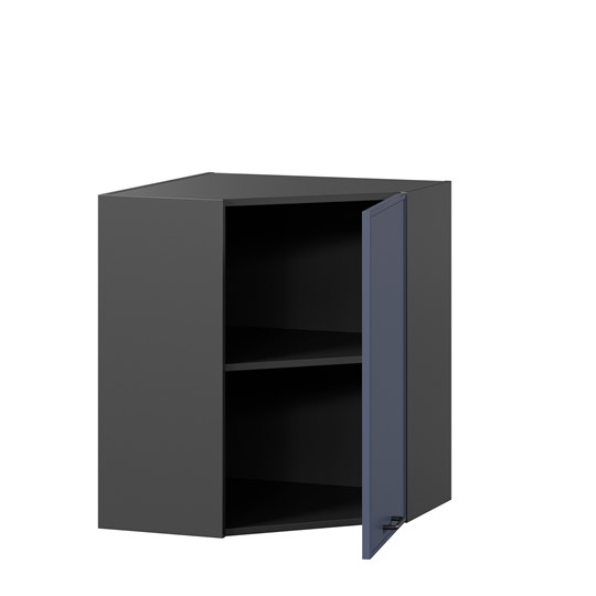 Шкаф угловой настенный Индиго ЛД 298.610.000.158, Чёрный/Тёмно-синий в Элисте - изображение 1