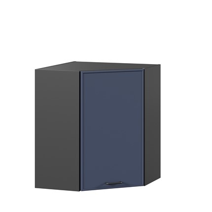 Шкаф угловой настенный Индиго ЛД 298.610.000.158, Чёрный/Тёмно-синий в Элисте - изображение