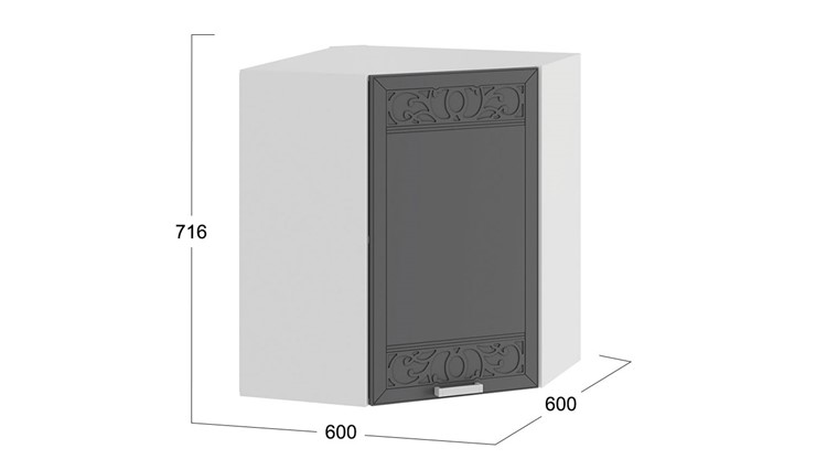 Угловой навесной шкаф Долорес 1В6У (Белый/Титан) в Элисте - изображение 2