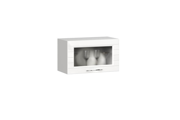 Кухонный шкаф для вытяжки Анастасия 600 стекло 002.521.000 белый глянец в Элисте - изображение