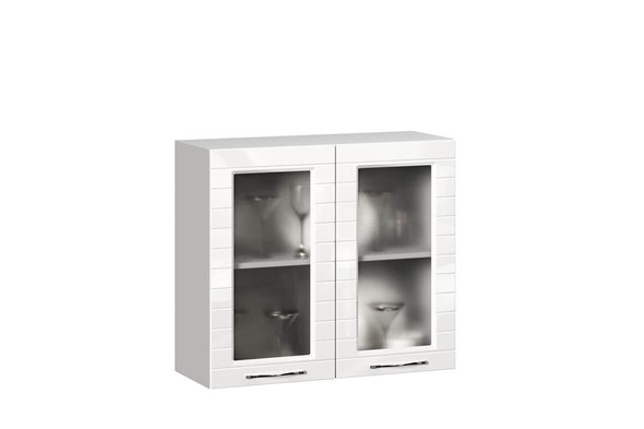 Шкаф настенный Анастасия 800 стекло 006.561.000 белый глянец в Элисте - изображение