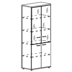 Шкаф для документов Albero, со стеклянными дверьми в рамке (задняя стенка ДСП) (78х36,4х193) в Элисте