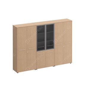 Шкаф комбинированный высокий (закрытый-стекло-одежда) Reventon (МЕ 376), зебрано песочный (274х46х196) в Элисте - предосмотр