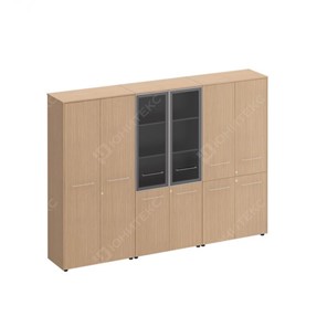 Шкаф комбинированный высокий (закрытый-стекло-одежда) Reventon (МЕ 377), зебрано песочный (274х46х196) в Элисте - предосмотр