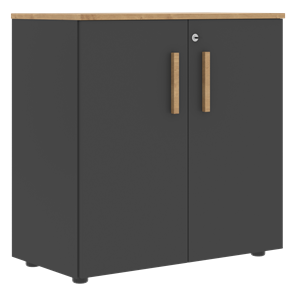 Шкаф широкий низкий с малыми дверцами FORTA Графит-Дуб Гамильтон  FLC 80.1(Z) (798х404х801) в Элисте - предосмотр