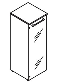 Шкаф средний  со стеклянной дверцей MORRIS Дуб Базель/Белый MMC 42 (429х423х1188) в Элисте - предосмотр 2