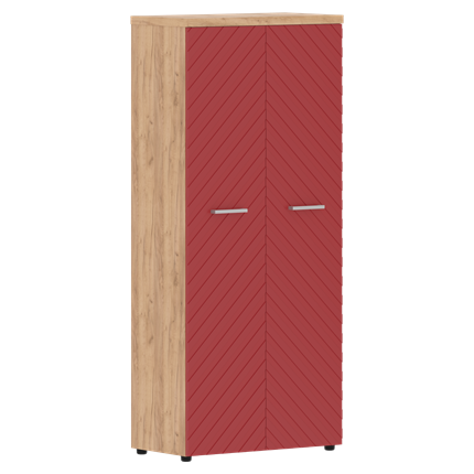 Шкаф с дверцами TORR LUX TLHC 85.1 с глухими дверьми и топом 854х452х1958 Дуб Бофорд/ Красный в Элисте - изображение