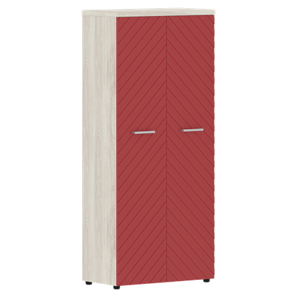 Шкаф с полками TORR LUX TLHC 85.1 с глухими дверьми и топом 854х452х1958 Сосна Эдмонт/ Красный в Элисте - изображение