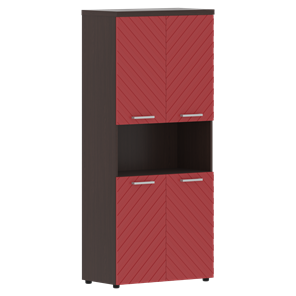 Шкаф с дверцами TORR LUX TLHC 85.4 с 2-мя комплектами глухих малых дверей и топом 854х452х1958 Венге Магия/ Красный в Элисте - предосмотр