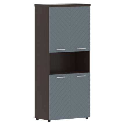 Шкаф с дверцами TORR LUX TLHC 85.4 с 2-мя комплектами глухих малых дверей и топом 854х452х1958 Венге Магия/ Серо-голубой в Элисте - изображение