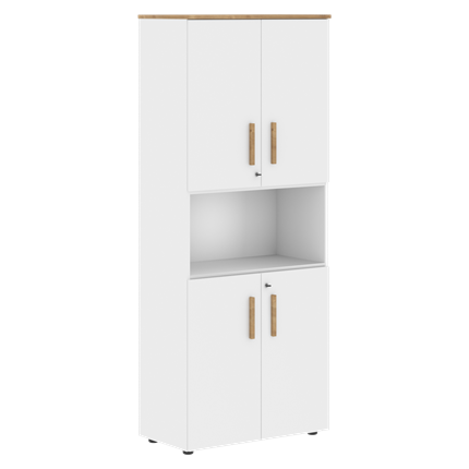 Широкий шкаф высокий FORTA Белый-Дуб Гамильтон FHC 80.4(Z) (798х404х1965) в Элисте - изображение