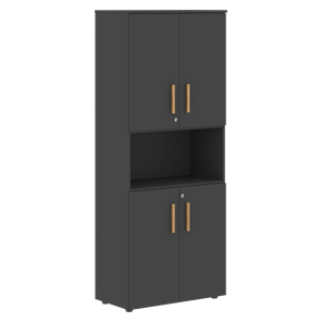 Широкий шкаф высокий FORTA Черный Графит  FHC 80.2(Z) (798х404х1965) в Элисте