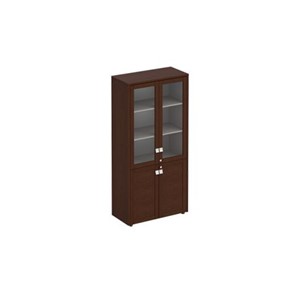 Шкаф со стеклянными дверьми высокий Премьер, венге темный (96х46х198) ПР 343 в Элисте