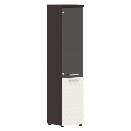 Стеллаж с дверью TORR LUX TLHC 42.2 L колонка комбинированная с топом 435х452х1958 Венге/ Латте в Элисте - изображение