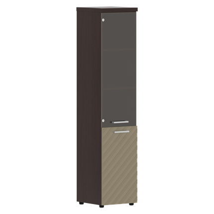 Стеллаж с дверью TORR LUX TLHC 42.2 R колонка комбинированная с топом 435х452х1958 Венге/ Капучино в Элисте - изображение