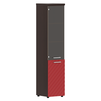Стеллаж с дверью TORR LUX TLHC 42.2 R колонка комбинированная с топом 435х452х1958 Венге/ Красный в Элисте - изображение