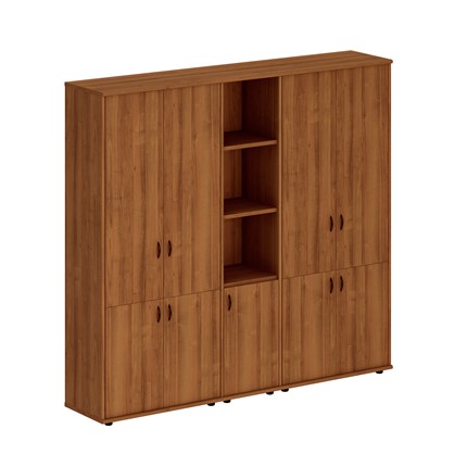 Шкаф комбинированный высокий Престиж, закрытый/полузакрытый узкий/закрытый, темный орех, 220x46x203, Исп.55 в Элисте - изображение