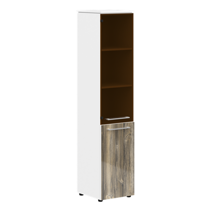 Шкаф колонка комбинированная MORRIS  Дуб Базель/ Белый MHC  42.2 (429х423х1956) в Элисте - изображение