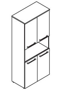 Шкаф колонка  с короткими глухими дверьми MORRIS  Дуб Базель/Белый MHC 85.4 (854х423х1956) в Элисте - предосмотр 1