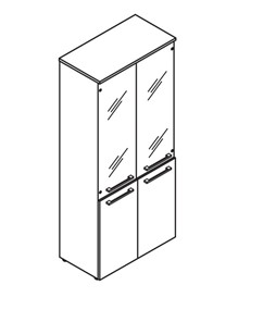 Шкаф колонка со стеклянными и глухими дверями MORRIS  Дуб Базель/Венге Магия MHC 85.2 (854х423х1956) в Элисте - предосмотр 1