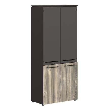 Шкаф колонка со стеклянными и глухими дверями MORRIS  Дуб Базель/Венге Магия MHC 85.2 (854х423х1956) в Элисте - изображение