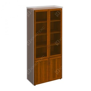 Шкаф для документов со стеклянными дверьми в рамке Мастер, темный орех (90х45х208) МТ 379 в Элисте