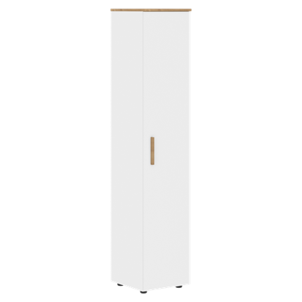 Высокий шкаф с глухой дверью колонна FORTA Белый-Дуб Гамильтон  FHC 40.1 (L/R) (399х404х1965) в Элисте - изображение
